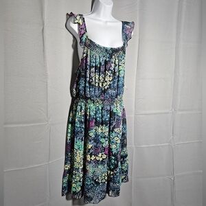 Old Navy Floral Sheer Ruffle Sleeve Scoop Neck Stretch Waist Summer Midi NWT XL